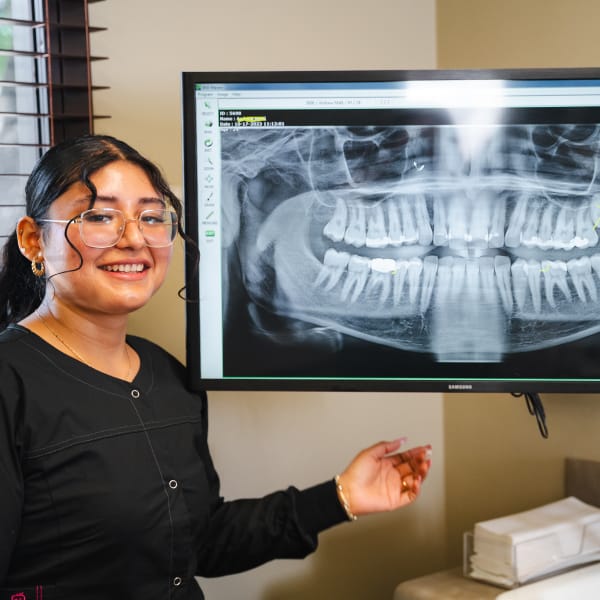 One of our staff members showing an X-ray